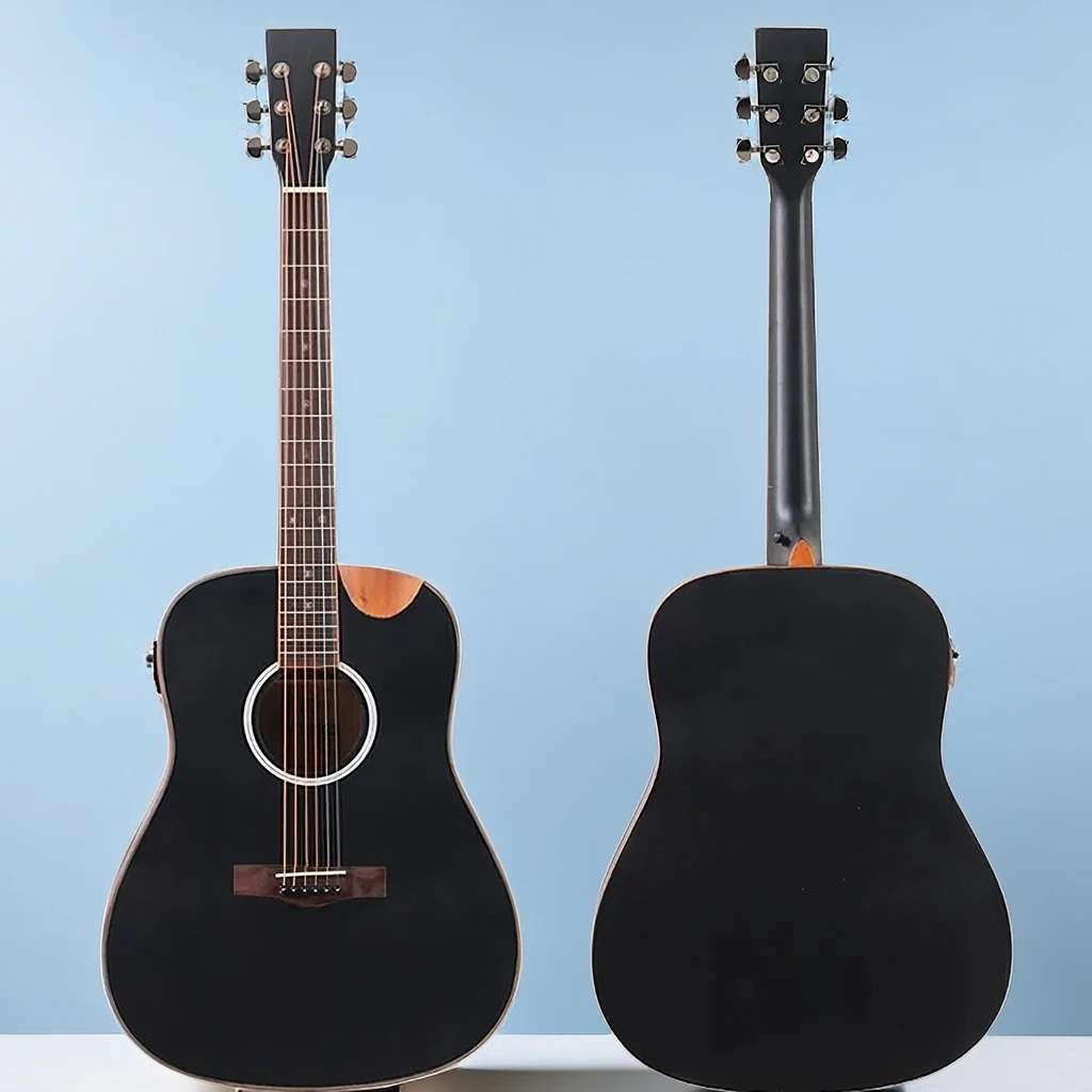 Электроакустическая гитара с 6 струнами, 41-дюймовый вырез, Хорошая народная гитара ручной работы, черный цвет и натуральный цвет