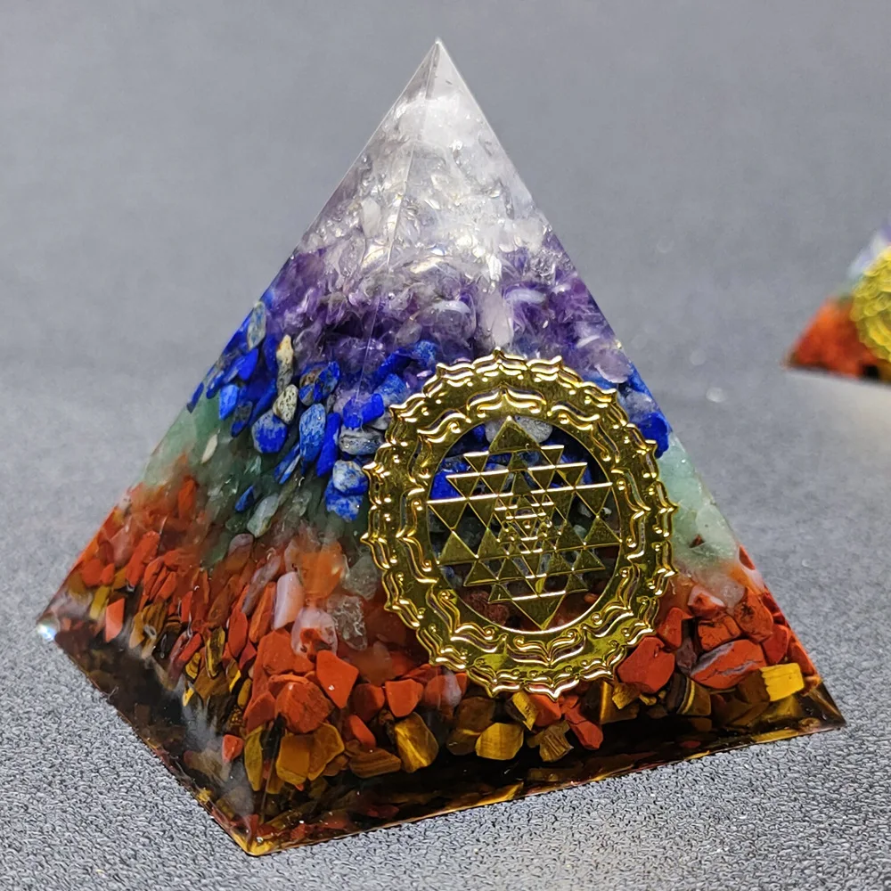 Энергетический Натуральный камень оргонит, Пирамида из 7 чакр, ювелирные украшения, Исцеляющий баланс, украшение для медитации Йоги, Прямая поставка подарков