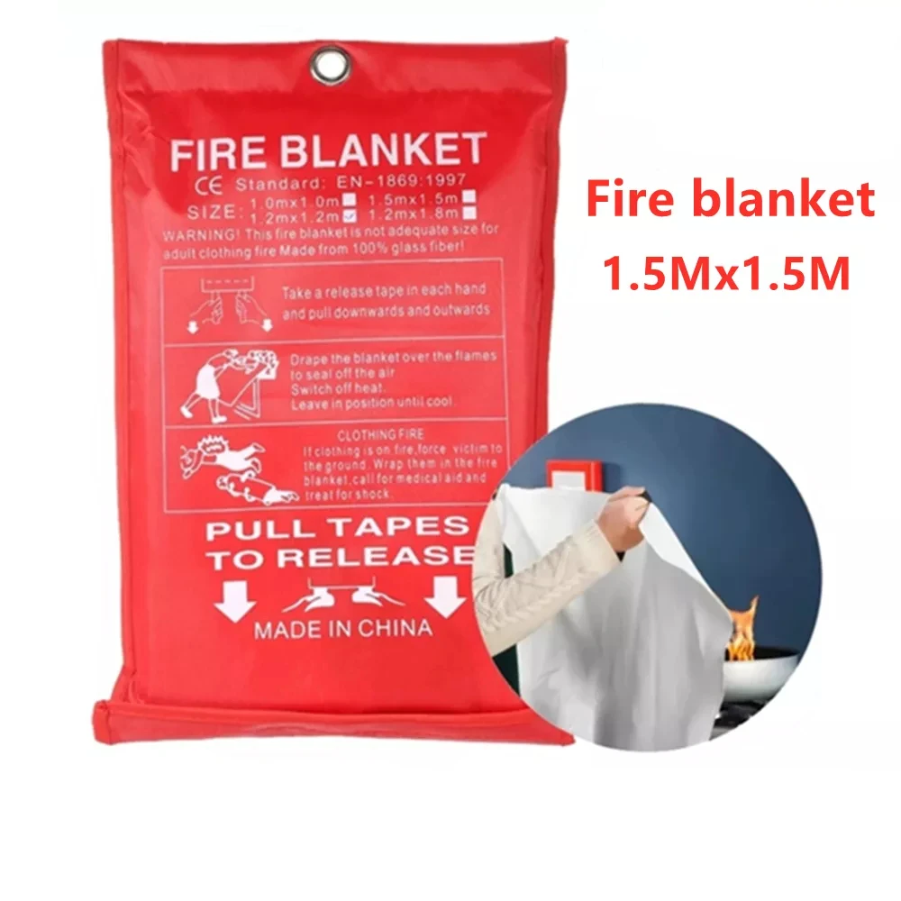 1,5 М x 1,5 М огнестойкое одеяло из стекловолокна, огнестойкое, огнестойкое, убежище для выживания в чрезвычайных ситуациях, огнестойкое аварийное одеяло